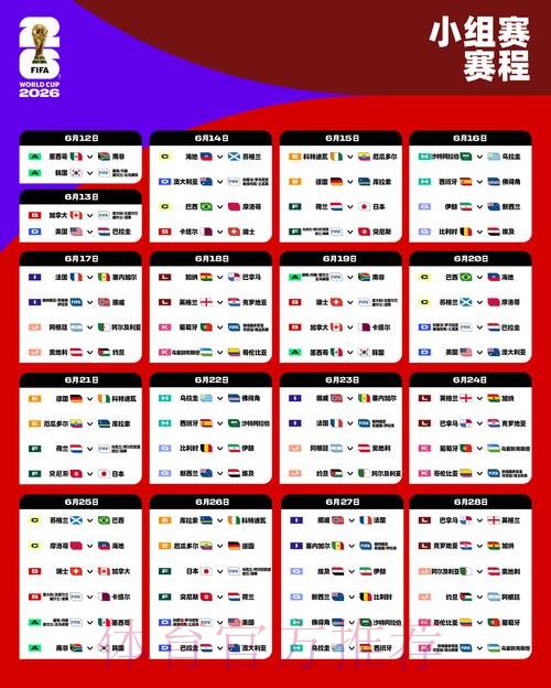 世界杯小组赛赛程一览 世界杯小组赛赛程一览